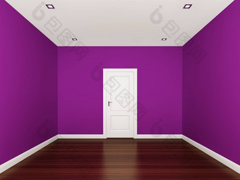 紫色的墙空房间室内