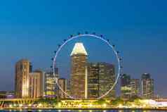 新加坡具有里程碑意义的城市天际线玛丽娜湾特维利