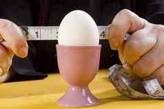 蛋持有人手磁带测量