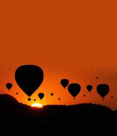 山日出轮廓热空气气球
