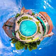 小镇科普里夫尼察喷泉广场地球的角度来看帕诺拉