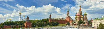 全景视图莫斯科红色的广场克林姆林宫塔星星时钟kuranti圣罗勒的大教堂教堂伊凡贝尔塔全景酒店俄罗斯莫斯科假期假期旅游小住宅