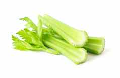 新鲜的芹菜蔬菜白色背景健康的食物概念