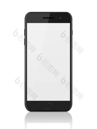 现代智能手机空白屏幕通用的移动聪明的电话白色背景