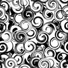 黑色的白色旋转的东西无缝的模式摘要纹理旋转的东西卷发