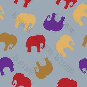 无缝的模式色彩斑斓的大象纺织书封面包装