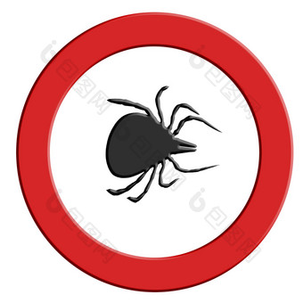 蜱虫警告红色的警告标志蜱虫象征
