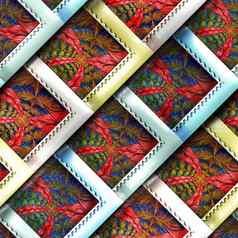 渲染色彩斑斓的塑料邮票分形瓷砖