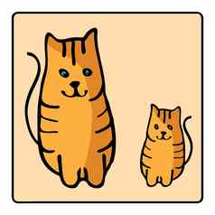 可爱的橙色红发猫孩子们插图国内动物可爱的宠物手画插图