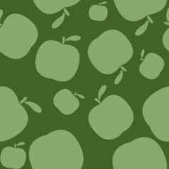 无缝的绿色模式背景苹果