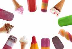 冰奶油棒棒糖流行背景框架