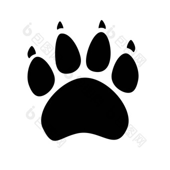 黑色的轮廓动物的足迹白色背景猫狗爪子图标