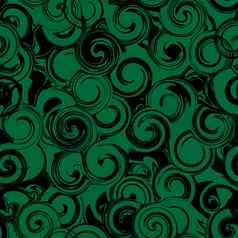 黑色的绿色旋转的东西无缝的模式摘要纹理旋转的东西卷发