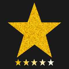 孤立的黄金黄色的明星图标集排名马克