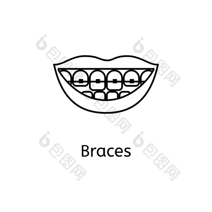 牙齿牙套行图标孤立的白色背景牙齿牙套行图标信息图表网站应用程序