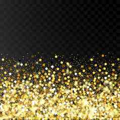 下降金粒子黑色的背景分散金五彩纸屑丰富的奢侈品时尚背景明亮的闪亮的黄金黄金轮点