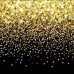 下降金粒子黑色的背景分散金五彩纸屑丰富的奢侈品时尚背景明亮的闪亮的黄金黄金轮点