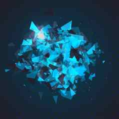 摘要三角形粒子透明的阴影广告面板信息图表背景项展示概念爆炸云黑色的蓝色的块黑暗空间背景