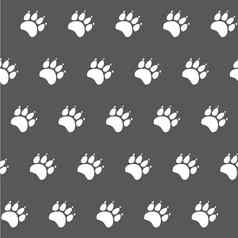 猫狗爪子无缝的模式动物足迹纹理插图