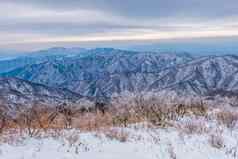 冬天景观白色雪山韩国