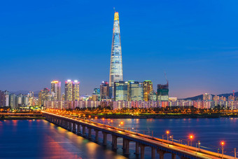 首尔城市天际线他河首尔南韩国