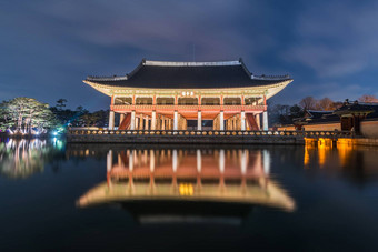 <strong>韩国</strong>Gyeongbokgung宫晚上首尔南<strong>韩国</strong>