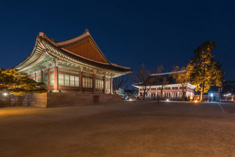 <strong>韩国</strong>Gyeongbokgung宫晚上首尔南<strong>韩国</strong>