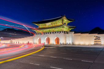 <strong>韩国</strong>Gyeongbokgung宫晚上首尔南<strong>韩国</strong>