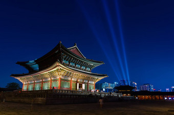 <strong>韩国</strong>Gyeongbokgung宫晚上首尔南<strong>韩国</strong>