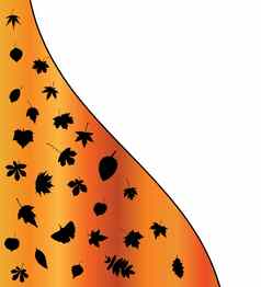 插图秋天叶轮廓背景橙色壁纸设计