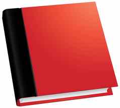 插图经典红色的书前面视图孤立的白色背景