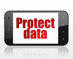 保护概念智能手机保护数据显示