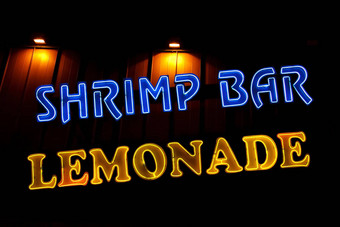 虾酒吧柠檬水霓虹灯标志