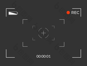 白色黑色的取景器相机记录现代相机聚焦<strong>屏幕</strong>插图