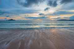 桑迪海滩海日落美丽的日落你