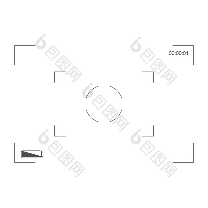 白色黑色的取景器相机记录现代相机聚焦屏幕插图