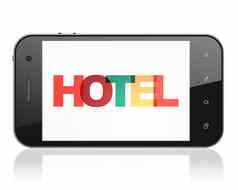 旅游概念智能手机酒店显示