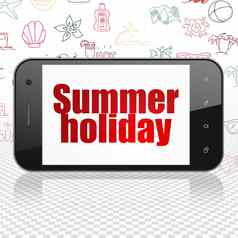 旅行概念智能手机夏天假期显示
