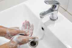 卫生清洁手洗手肥皂水龙头水支付污垢