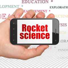 科学概念手持有智能手机火箭科学显示