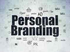 市场营销概念个人品牌数字数据纸背景