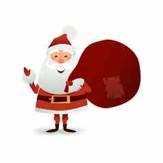 圣诞老人老人袋完整的礼物现在盒子快乐圣诞节父亲卡通字符可爱的x-mas字符假期设计一年问候卡邀请祝贺平插图