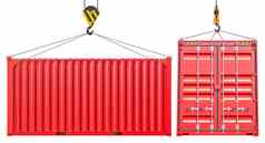 红色的航运货物容器钩