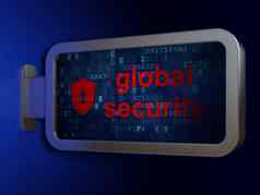 隐私概念全球安全盾锁眼广告牌背景