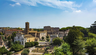 全景视图罗马圆形大剧场罗马论坛百龄坛山罗马意大利