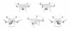 无人驾驶的飞机系统无人机四轴飞行器drones集孤立的白色