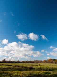 白色云蓝色的开放天空空间绿色草土地农场