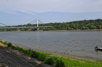 视图桥一边多瑙河herceg novi伤心塞尔维亚
