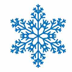 蓝色的雪花孤立的白色背景平图标圣诞节冬天主题简单的雪象征插图