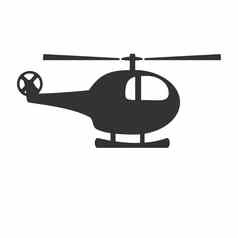 黑色的白色直升机图标孤立的背景斩波器旋翼飞机黑暗颜色简单的插图象征